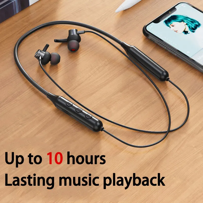 Bluetooth 5 0 Беспроводные спортивные наушники стерео сабвуфер подвесной шейный