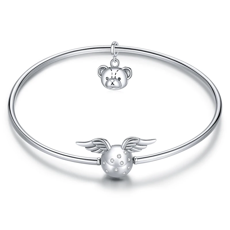 

bamoer Silver Elf Wings Bracelet 100% 925 Sterling Silver Simple Wing Bracelets Bangle Gift for Women Fasion Jewelry BSB058