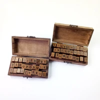 30 pcsset romantic design uppercaselowercase letter retro vintage wooden craft box alphabet letter stamp rubber stamp set