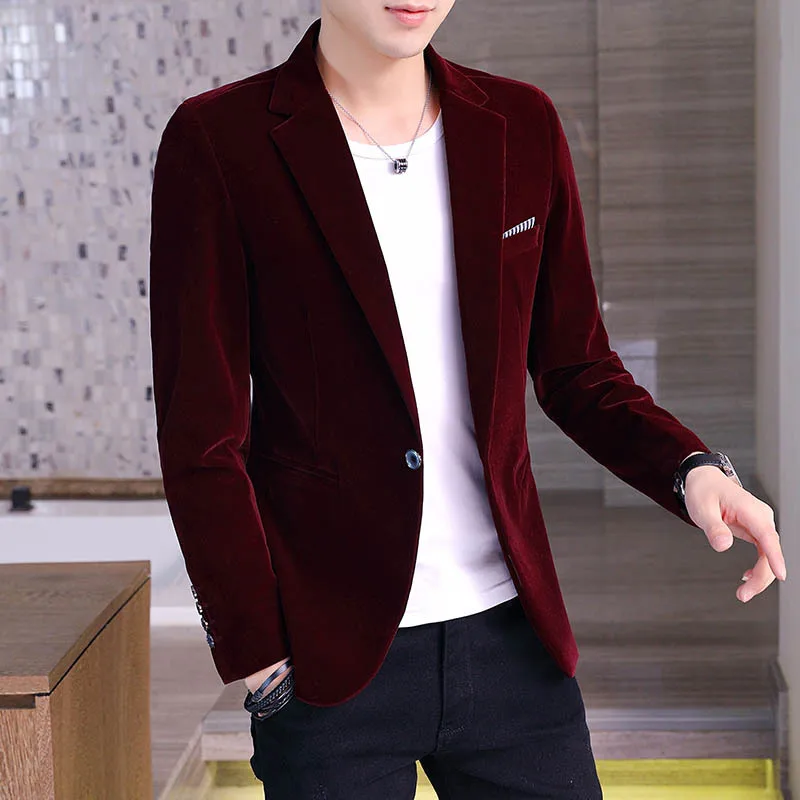 

2021 New Men's Casual Suit Jacket Pure Color Slim Korean Single-breasted Multi-pocket High Quality Small Suit