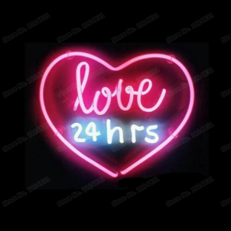 Неоновая вывеска ручной работы на 24 часа стеклянная трубка для спальни домашнего