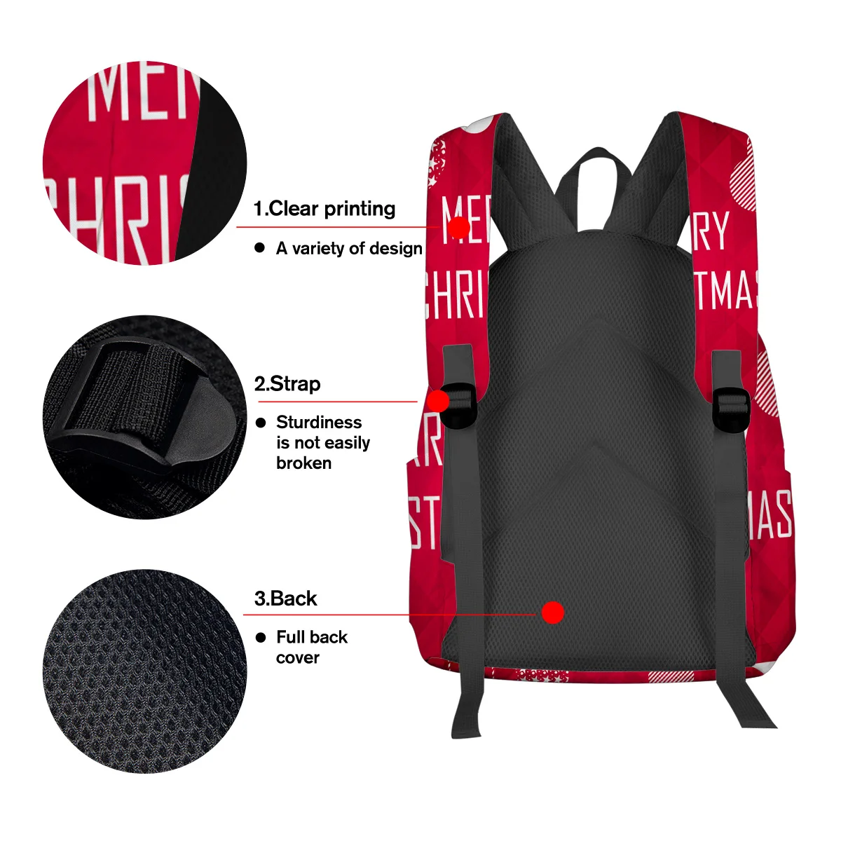 Рождественский тематический рюкзак с узором в виде шариков для подростков