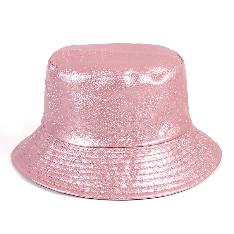 

Панама женская из двусторонней кожи, модная шапка в стиле хип-хоп, рыболовная Кепка, черная розовая, осень 2021