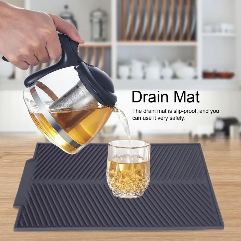 Rectangle Silicone Drain Mat Drying Dishes Pad Heat Resistant Slip-proof Tray Set Massage Mats For Kitchen Dish | Дом и сад