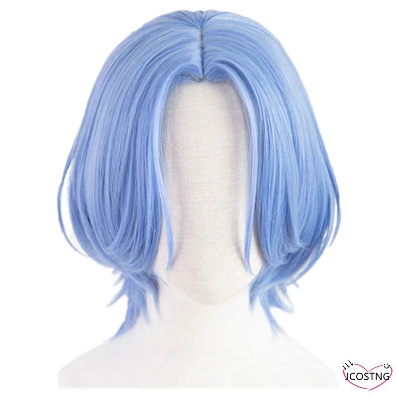 Парик для косплея аниме SK8 Langa термостойкий с градиентными синими короткими