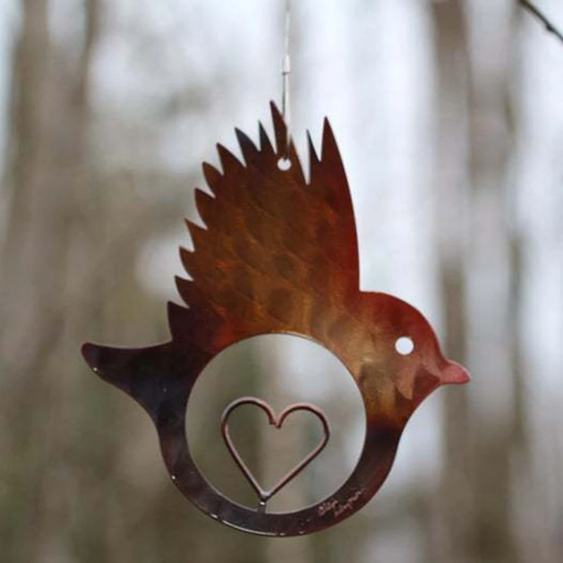 

Love Iron Bird Pendant Window Hanging Pendant Metal Flat Animal Pendants Home and Car Decoration a Lovely Gift