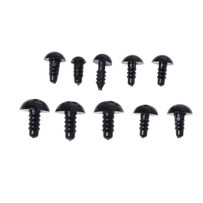 

C5AA 160pcs 6-12mm Black Plastic Safety Eyes For Bear/Dolls/Toy Animal/Felting