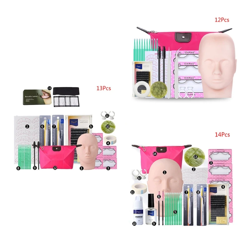 

False Eyelash Extension Training Kit Exercise Practice Mannequin Head Set