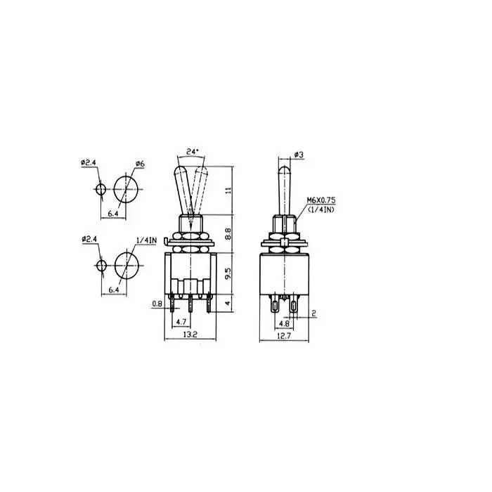 1 шт. синий 6-контактный DPDT ON-ON Mini MTS-203 6A125VAC миниатюрные переключатели кнопочный