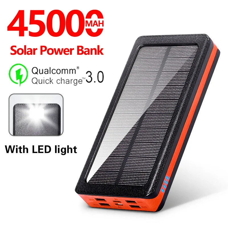 45000mAh Солнечный портативный внешний аккумулятор водонепроницаемый наружный