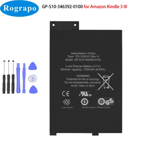 Новый GP-S10- 346392 -0100 аккумулятор для клавиатуры Kindle 3 III Kindle 3 D00901 Graphite 170-1032-00/FS249 с инструментами