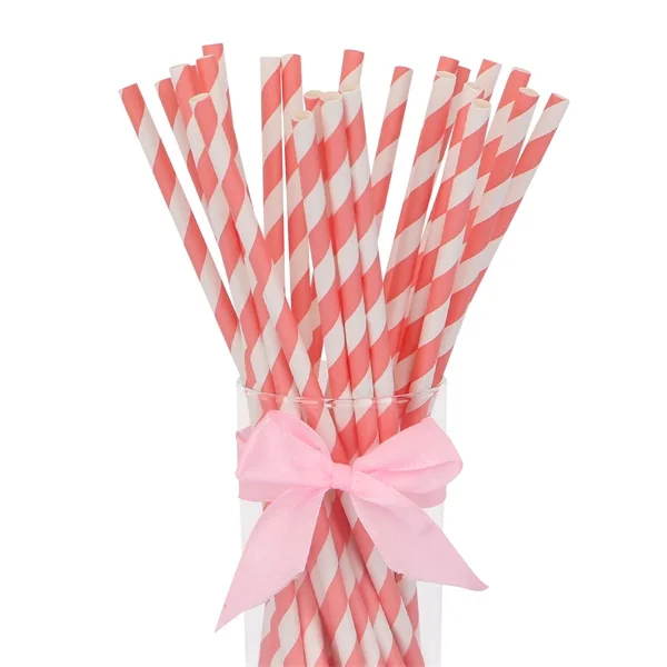 Pink stripe 1 Набор, 125 шт/250 шт, цветные бумажные соломинки с ананасом, соломинки для питья, летний праздничный декор для напитков, декор для дня рождения - Цвет: Pink stripe