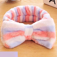 women coral fleece bow hair band solid color wash face makeup soft headbands fashion girls turban head wraps hair accessories