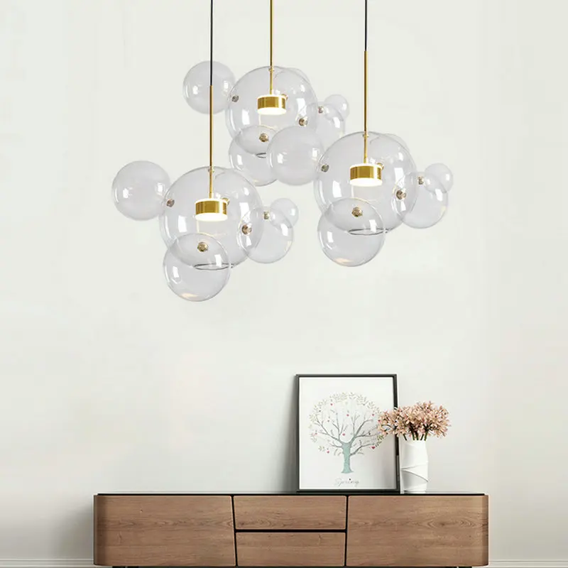 Современная стеклянная люстра с подвеской креативный дизайн светодиодный лампа