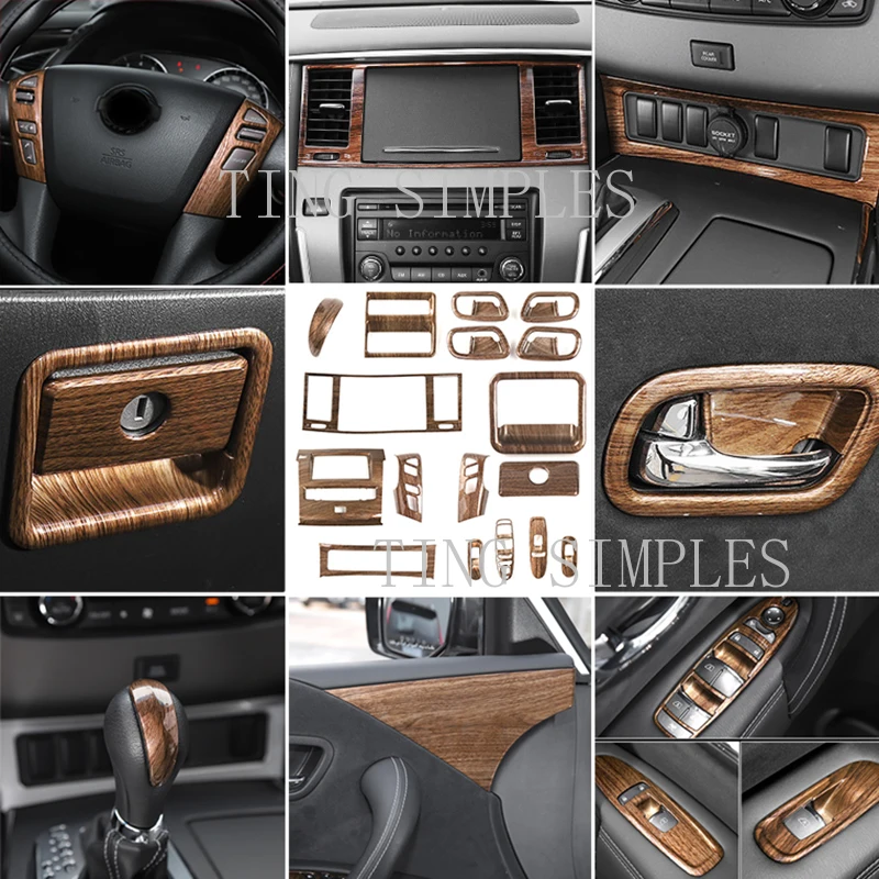 

abs Wood grain for Nissan PATROL Y62 2017-2020 Gear Gear panel panel Air conditioner outlet Interior Decorative frame accessorie