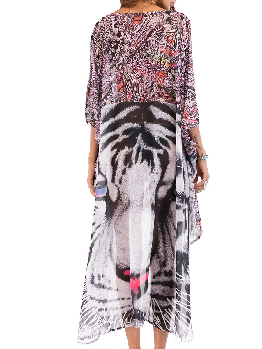 Летняя шифоновая блузка розовый кардиган Солнцезащитная одежда Длинная пляжная