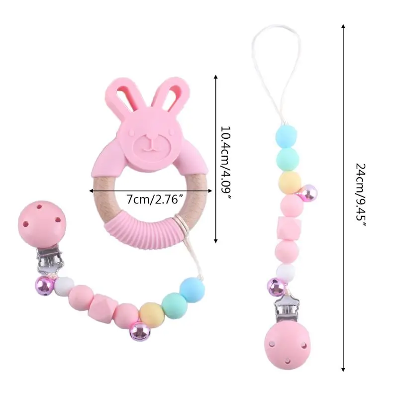 

Baby Pacifier Chain Clip Nipple Holder Silicone Teether Teething Soother Molar