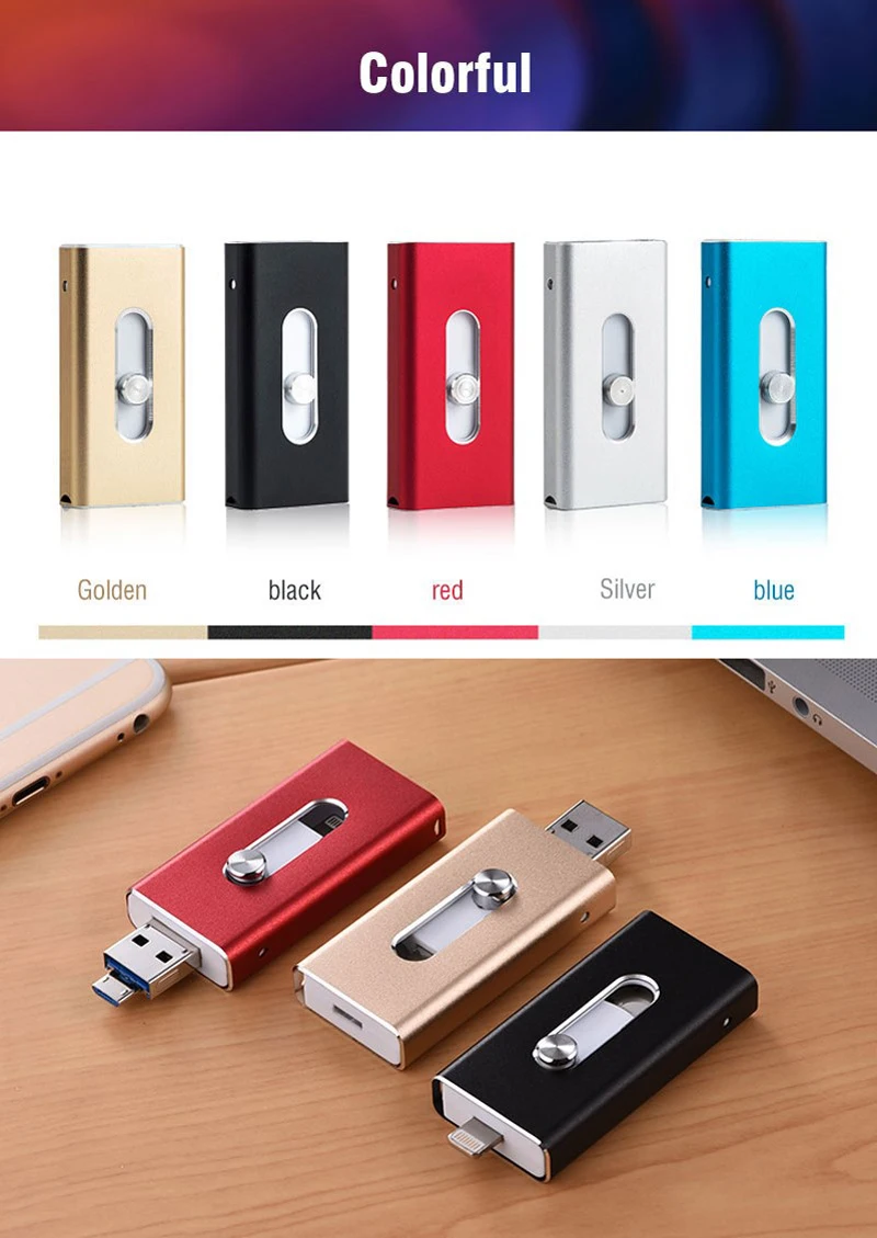 USB флеш-накопитель Richwell, 64 ГБ, 128 ГБ, OTG флеш-накопитель, 8 ГБ, 16 ГБ, 32 ГБ, флеш-накопитель Lightning, металлическая Флешка для iPhone/iPad/Android