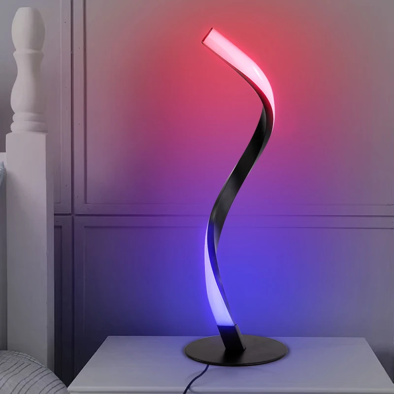 

Tuya WiFi Spiral Bedside Table Lamp Modern Desk Curved Lighting Bedroom Living Room Bedside Lamps Work With Alexa Google Home