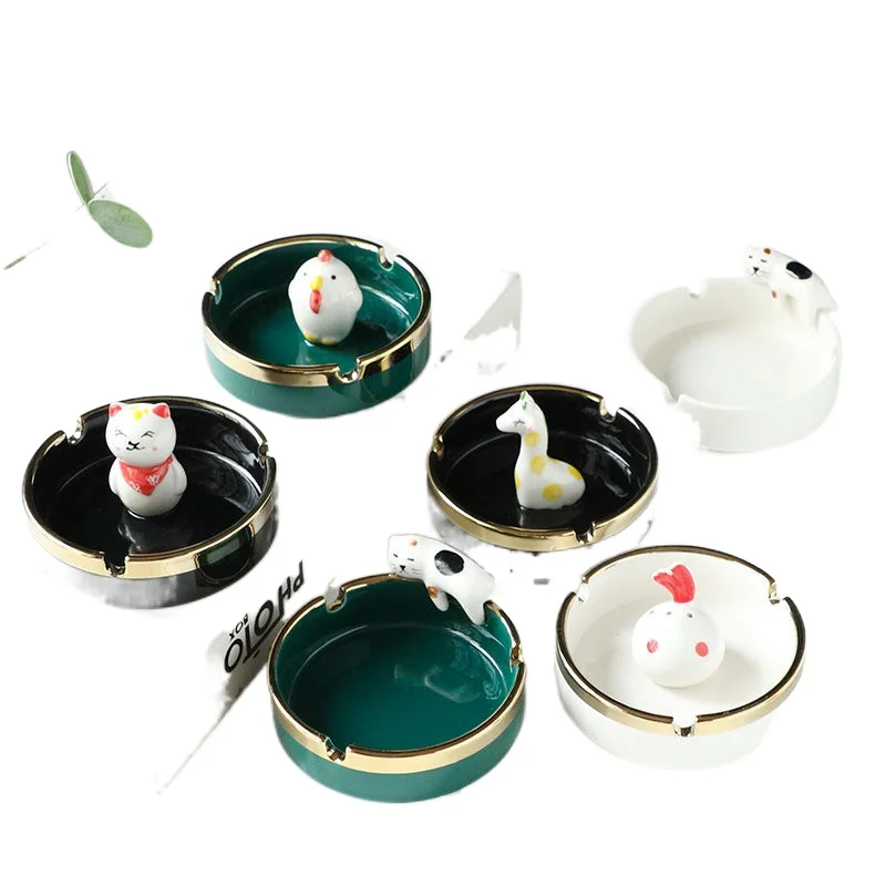 

Luxury Sketch Gold Ceramic Cigar Ashtray Home Living Room Decoration Personality Fashion Nordic Creative Ashtray Mold