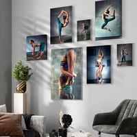 long hair woman keep fit yoga exercises posters sexy body curve wall art prints health gril self discipline home wall decor