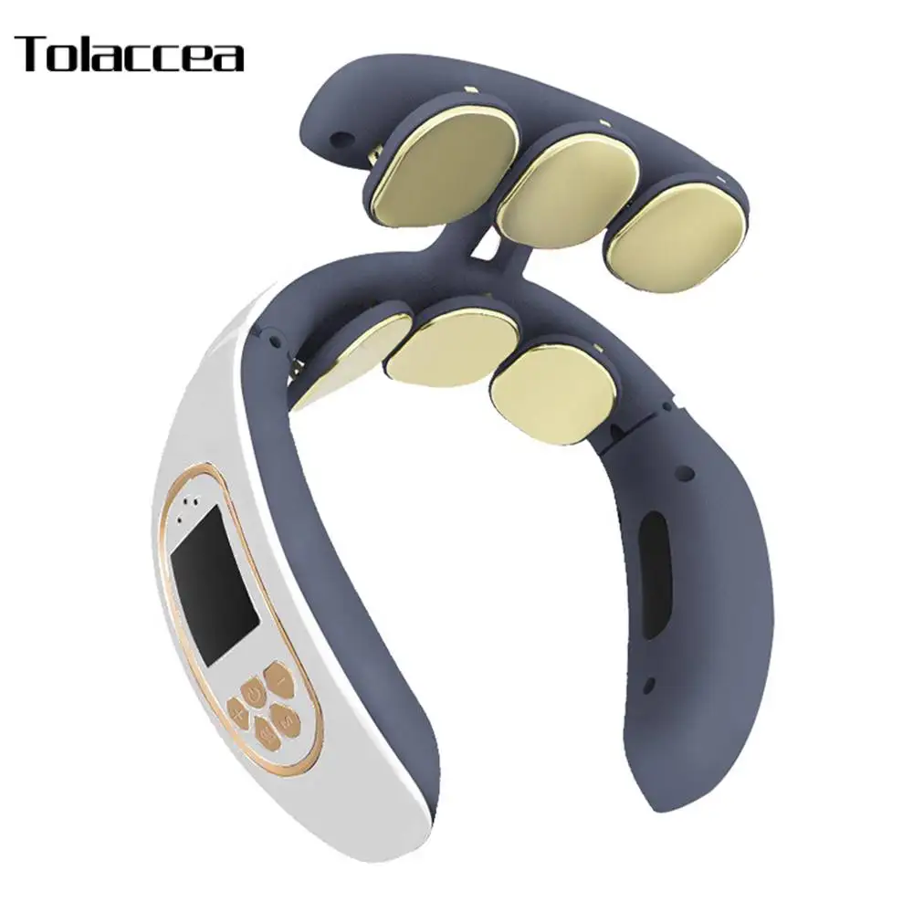 

6 Heads Neck Massager Portable ABS Traction Collar Body Relax Low Frequency Pain Relief Office Relieve Muscle Smart Electric