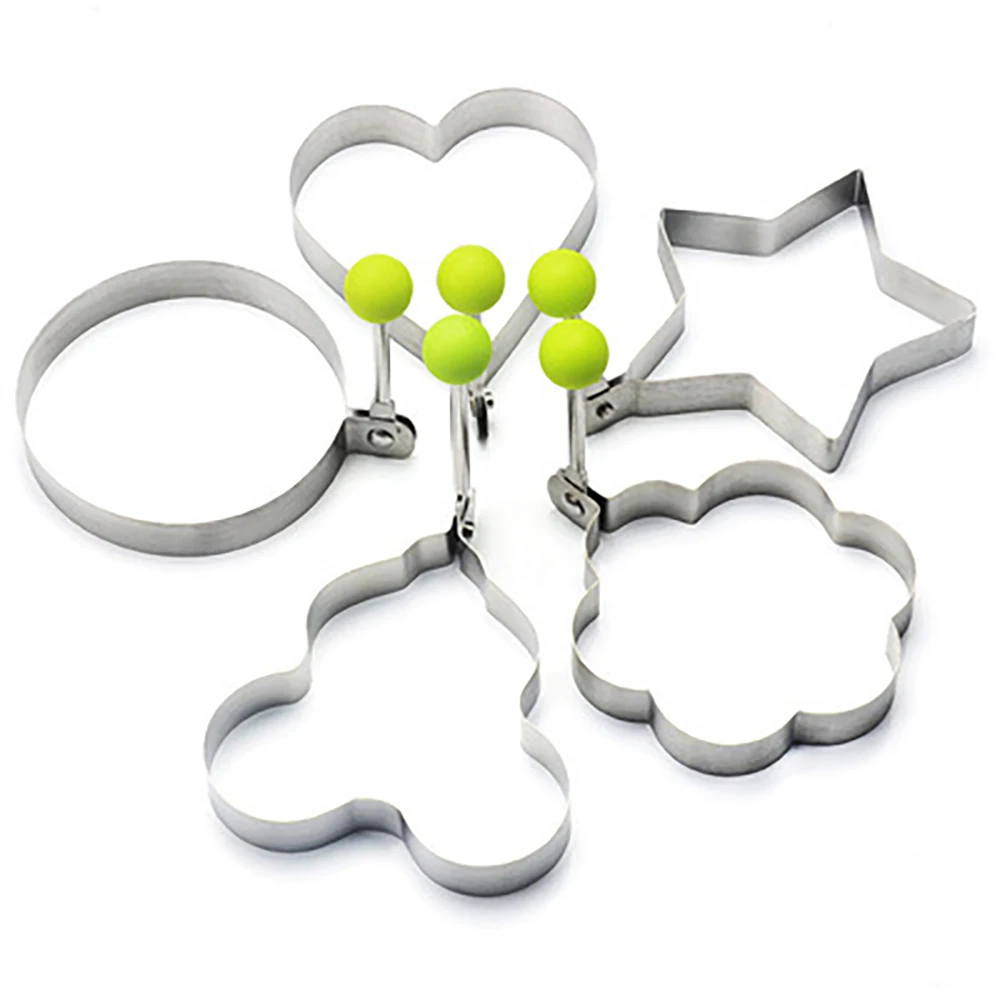 

5pcs Stainless steel Cute Shaped Fried Egg Mold Pancake Rings Mold Kitchen Tool