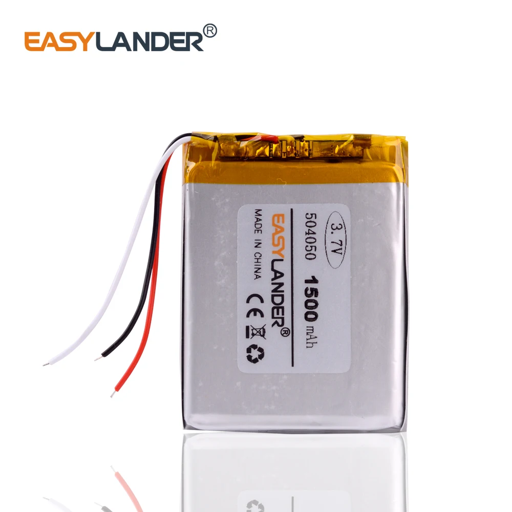 504050 3.7V 3 line 1500MAH polymer lithium  battery  for  GPS mp3 mp4 cell phone navigator  DVR Car treelogic TL-501 4Gb