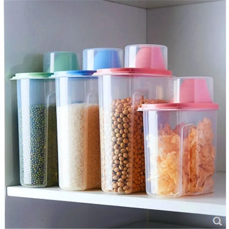 Прозрачный Пластик емкость для хранения пищи дома Кухня большой герметичный бак