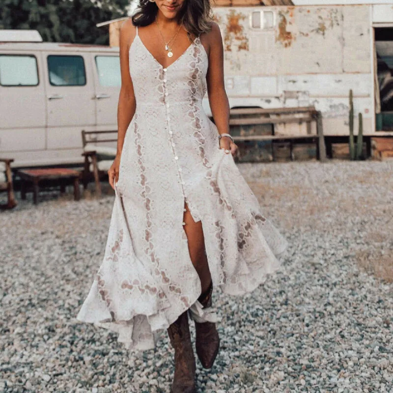 Женский праздничный длинный сарафан из змеиной кожи с открытой спиной модный