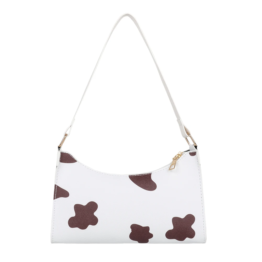 

Youth Ladies Simple Versatile Bag Fashion Handbag Print PU Underarm Bag Cow Tote Ladies Casual Shoulder Clutches