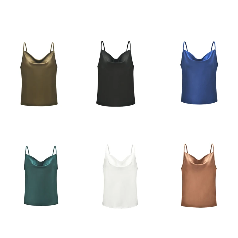 Женский Атласный топ без рукавов FORERUN однотонный на тонких бретелях 6 цветов для