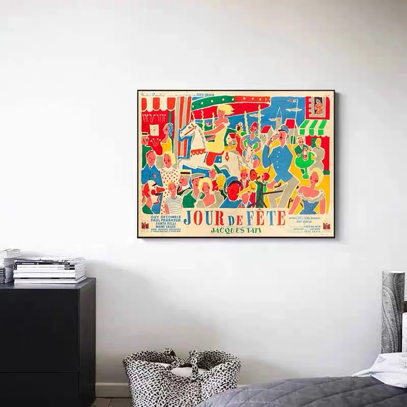 Постер в стиле ретро с изображением празднования Дня Жака Тато настенное