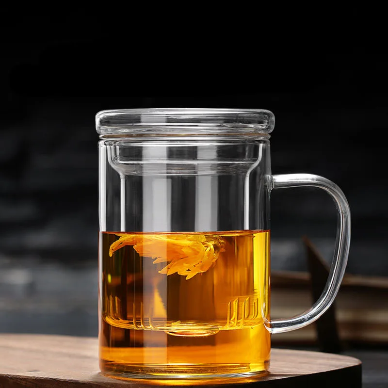 

Household Thickened Heat-resistant Glass Cup Flower Tea Cup Large Capacity Tea Cup Office Filter Tea Cup Men and Women Drip