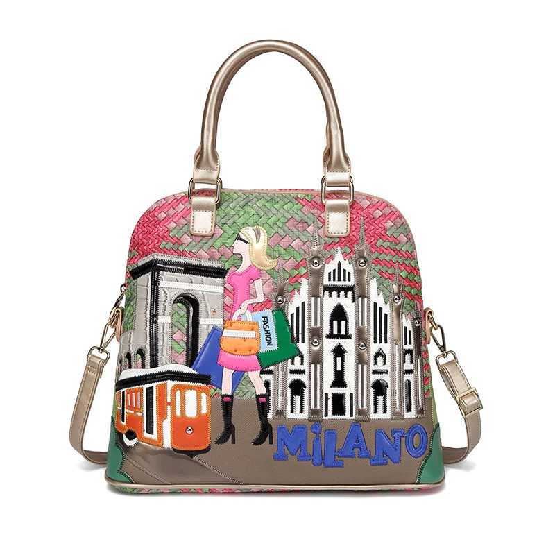 

Special material portable single shoulder bag women's backpack multi functional knitting embroidery beauty creative shell bag