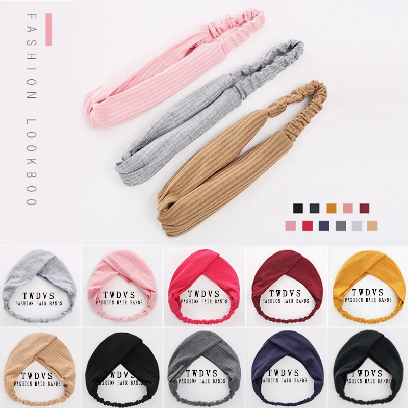 4PC/LOT Women Solid Headband Turban Elastic Lady Headwear Head Wrap Women Hair Accessories for Girl Solid Color Hair Bands