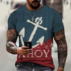 Популярная летняя популярная мужская футболка с 3D принтом, уличная мода, топ с коротким рукавом, Мужская футболка с рисунком якоря, футболка Babaota