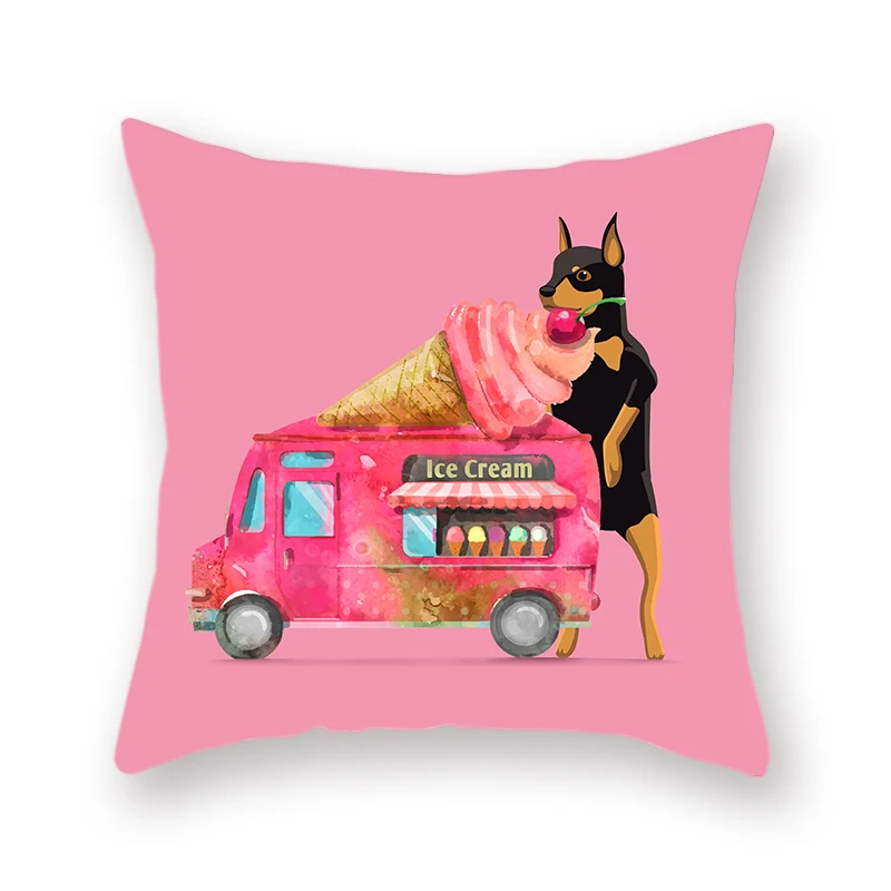 

Double-sided Printed Polyester Animal Decorative Cushion Cover Teddy Dog Cat Design Pattern Throw Pillowcase Home Accessories