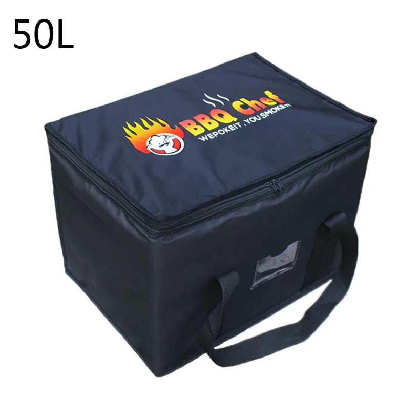 50L Extra Large Cooler Bag Car Ice Pack Insulated Thermal Lunch Pizza Bag Fresh Food Delivery Container Refrigerator Bag