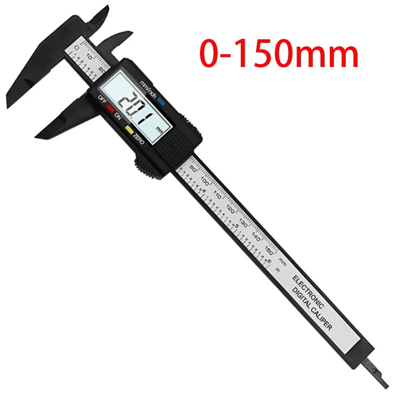 black 0-150mm 0-100 мм 150 мм ЖК цифровой штангенциркуль микрометр размер электронный углеродное волокно - Цвет: black 0-150mm