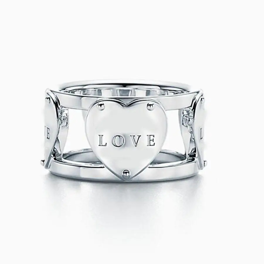

Sterling silver 925 heart-shaped ring, men's classic fashion jewelry, holiday gifts, birthday gifts, ms