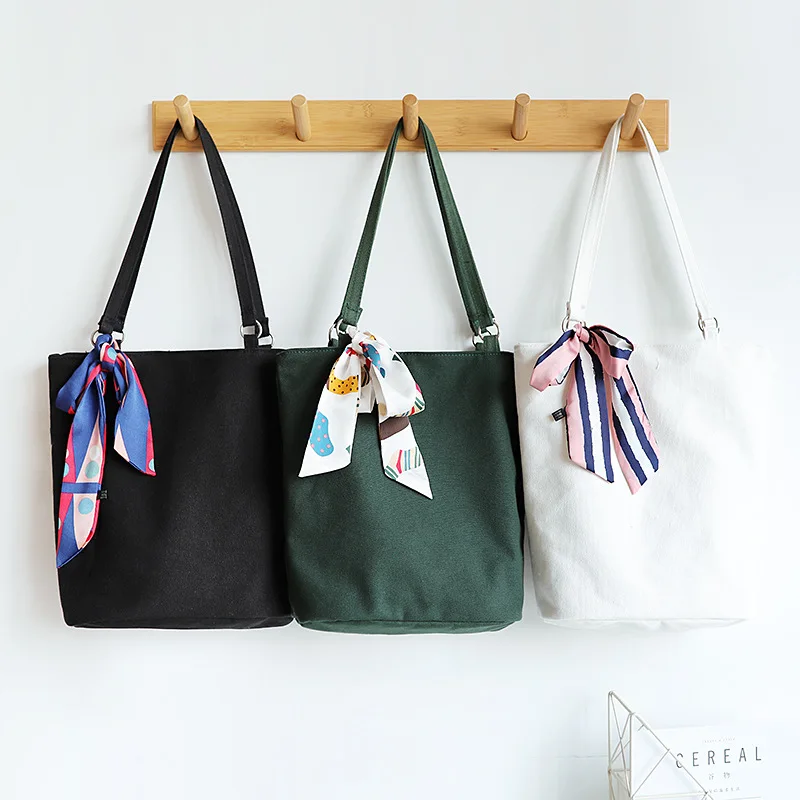

Fashion Korean Cotton Canvas Shopping Tote Shopper Bag Women's Single Shoulder Cross Carrying Bucket HandBag Portable In Stock