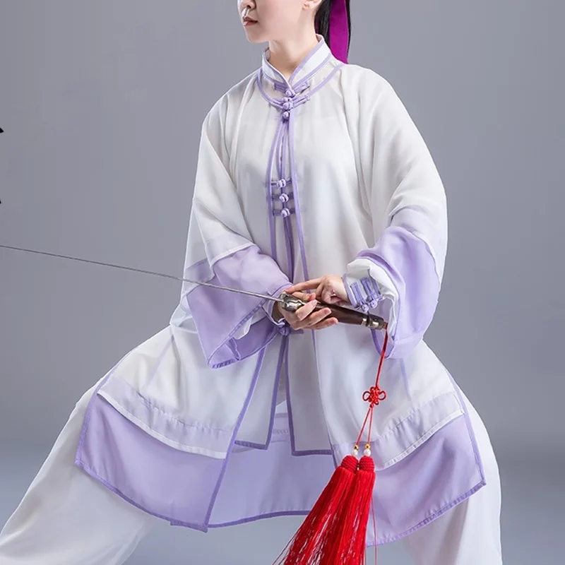 Модная белая униформа Тай Чи для боевых искусств Китайская традиционная