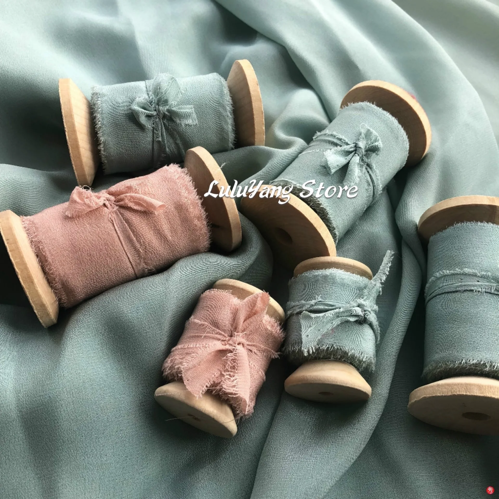 Лента из 100% чистого шелка 5 метров крашеная вручную пыльно Коралловая розовая с