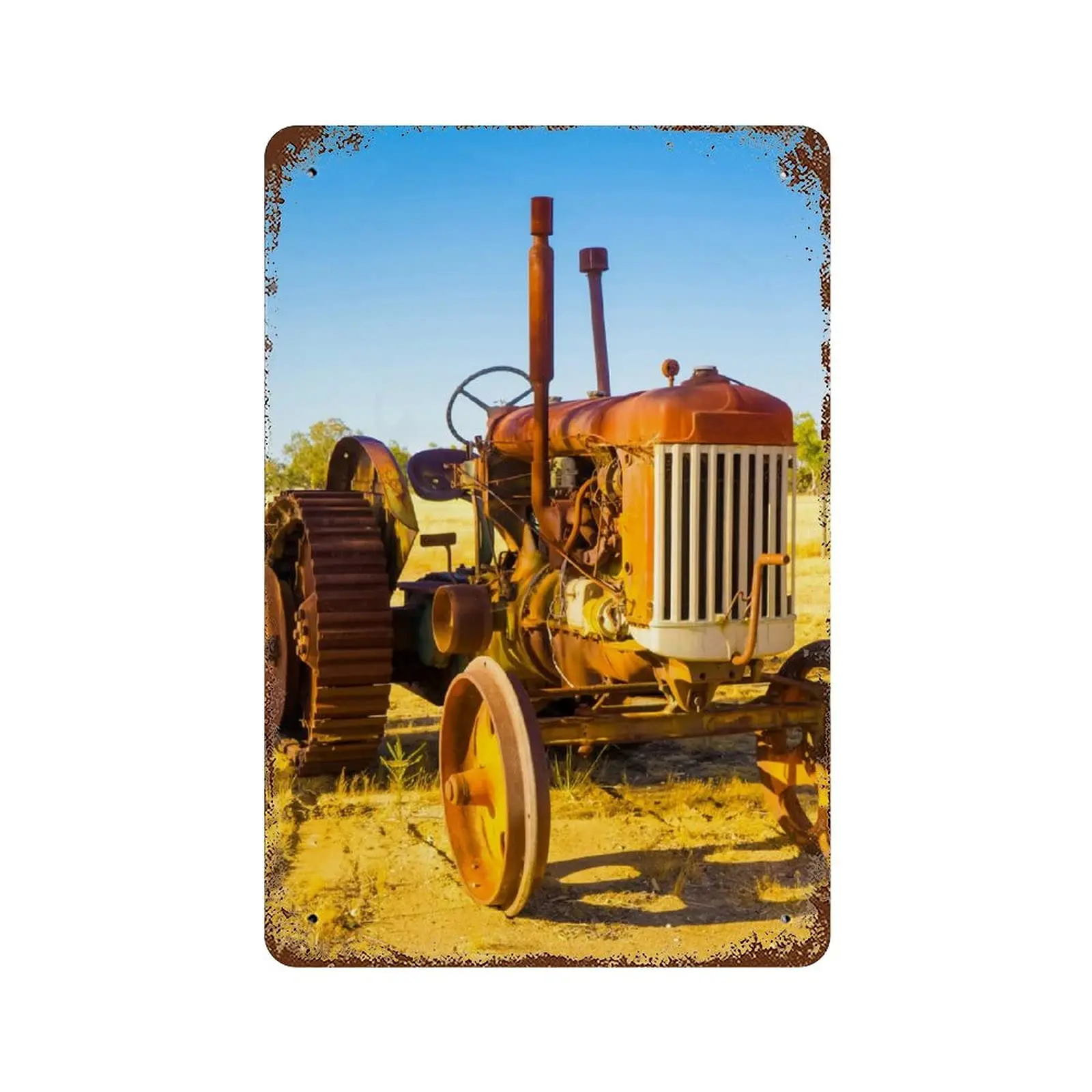 

Vintage Metal Signs Iron Painting Tin Sign Farmhouse Metal Signs Poster Old Abandoned Tractor In G Tin Sign Tin Hanging Pictures