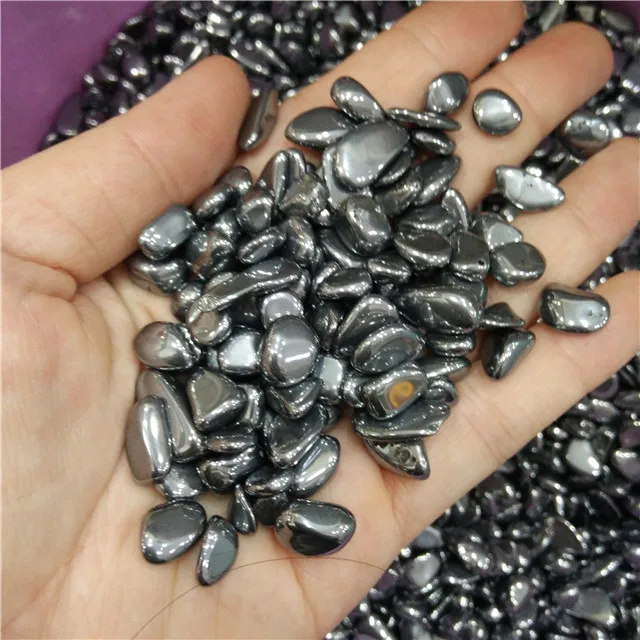 

100g Titanium Silver Hematite Stones Hematite Tumbled Stone for Home Decoration