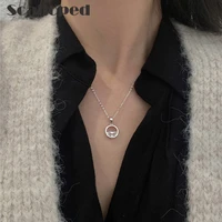 scalloped water sky line design pendant necklaces luxurious crystal zircon clavicle chains women choker jewelry anniversary