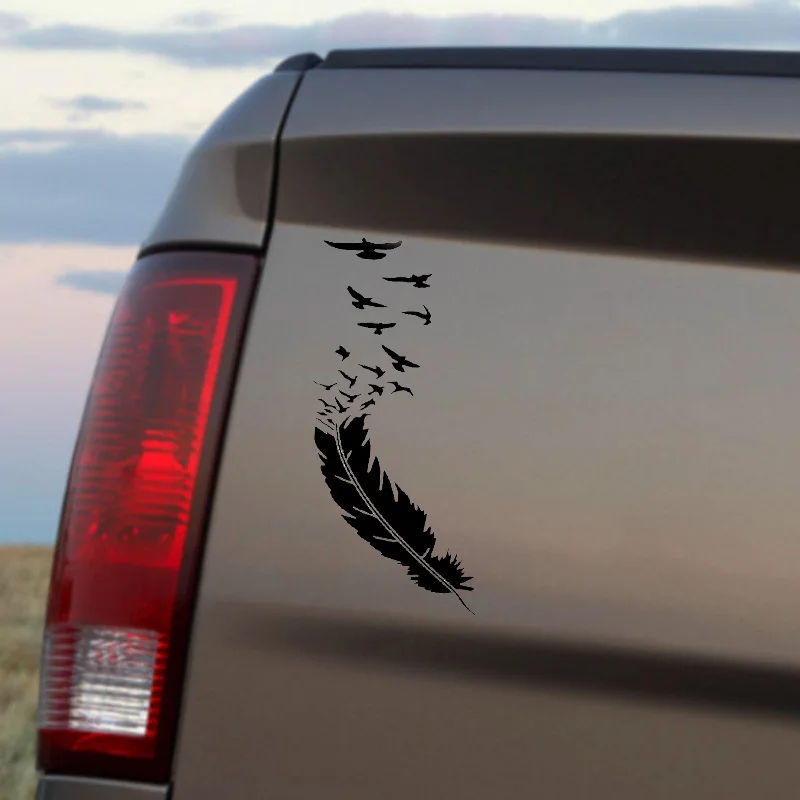 

Lovely Fashion FEATHER with Birds Cover Scratches Car Sticker Bumper Window Windshield Accessories PVC 9.4cm X 20CM