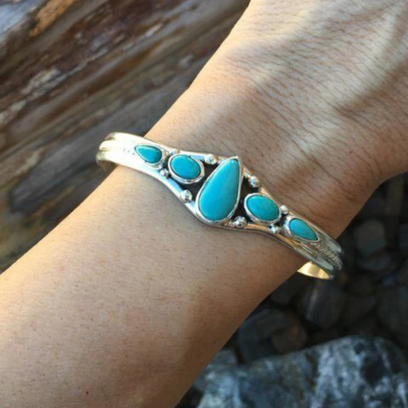 Бохо Цыганский винтажный резной ажурный геометрический Открытый браслет