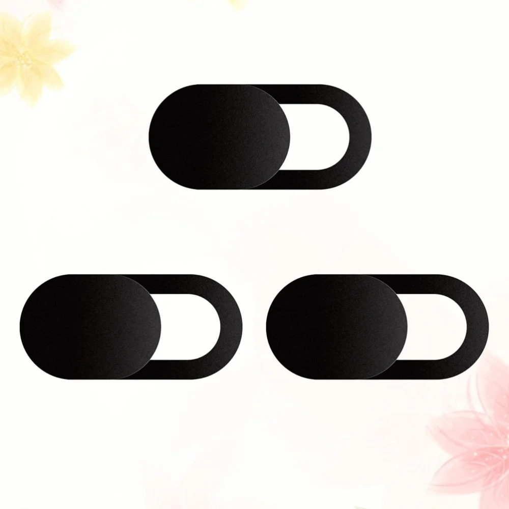 

3 Set of Oval Shaped Webcam Cover Camera Slider Shutter Privacy Protect Sticker for Laptop Tablet Phone Shutter Sticker (Black)